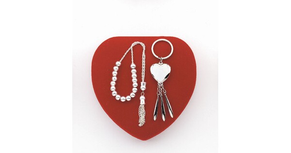 Worry Beads And Heart Shapped Keychain Gift Set