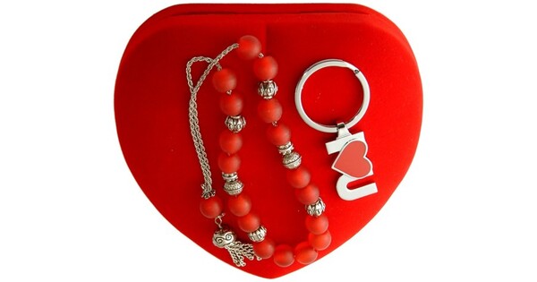 Worry Beads And Keychain  I Love U Gift Set