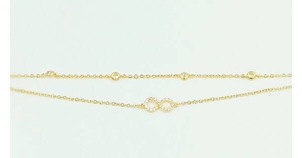 Gold Plated Steel Bracelet With Double Chain