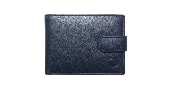 Alpha Status Leather Mens Wallet with RFID Navy Blue Colour