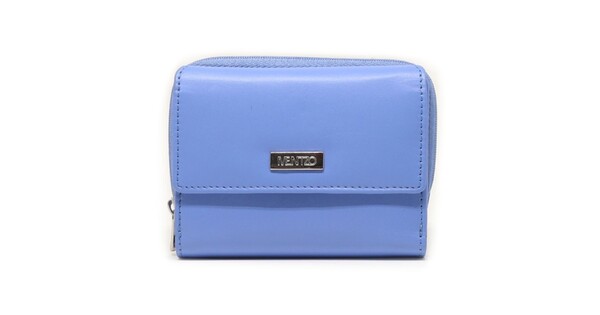 Mentzo Small Leather Womens Wallet with RFID Blue Colour