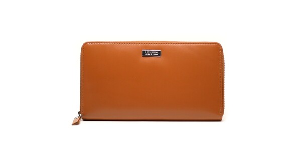 Mentzo Large Leather Womens Wallet with RFID Brown Colour