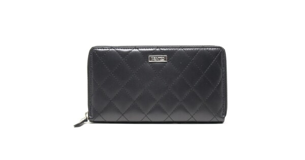 Mentzo Large Leather Womens Wallet with RFID Black Colour