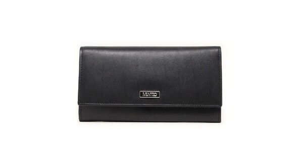Mentzo Large Leather Womens Wallet with RFID Black Colour