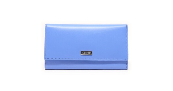 Mentzo Large Leather Womens Wallet with RFID Blue Colour