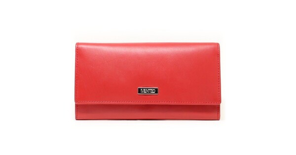 Mentzo Large Leather Womens Wallet with RFID Red Colour