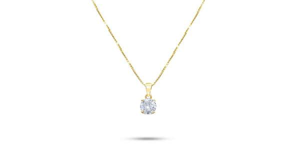 Gold Plated Single Zircon Necklace