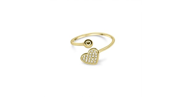Επίχρυσο Δαχτυλίδι Καρδιά Με Πέτρες Ζιργκόν
