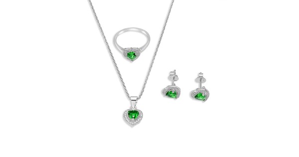 Set With Emerald And Zircon Stones