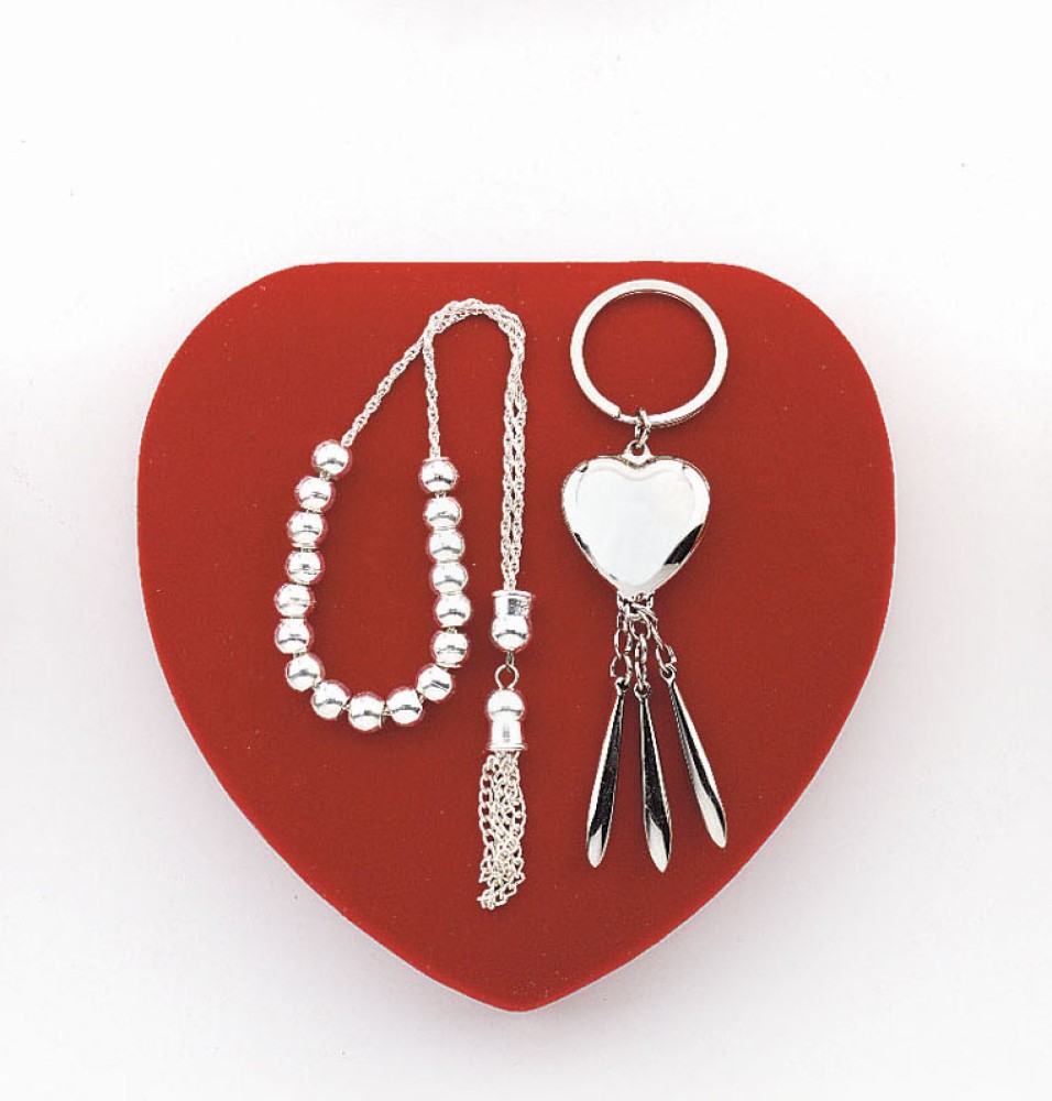 Worry Beads And Heart Shapped Keychain Gift Set