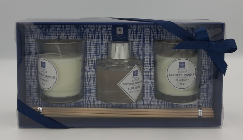 60ml Reed Diffuser Set With Two 45gr Candles Bluebells Fragrant