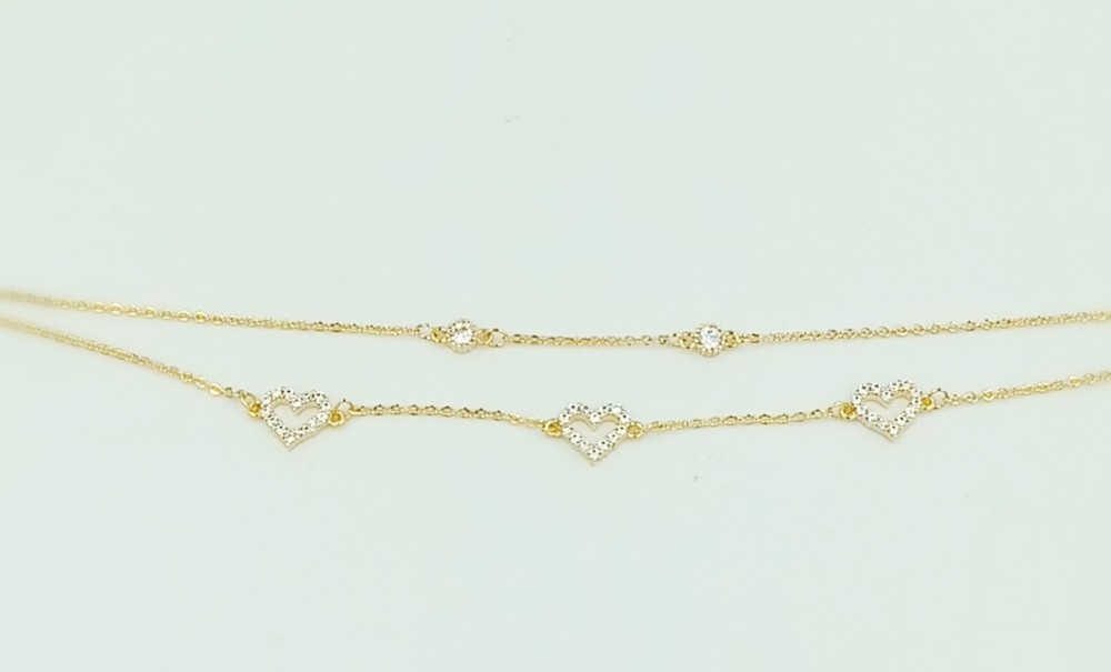 Gold Plated Steel Bracelet With Double Chain - 1