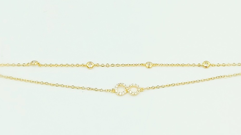 Gold Plated Steel Bracelet With Double Chain - 1