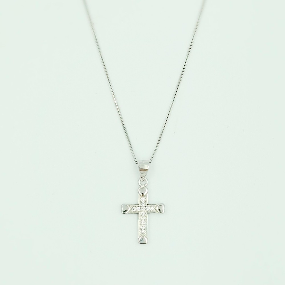 Cross Necklace With Zircon Stones - 1