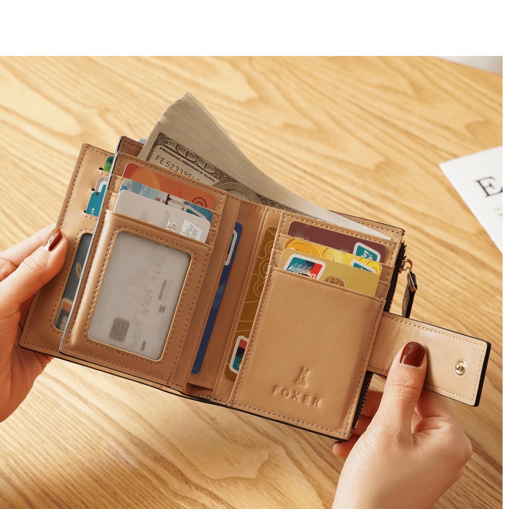 Γυναικείο δερμάτινο PVC πορτοφόλι Foxer Καφέ Χρώμα - 4
