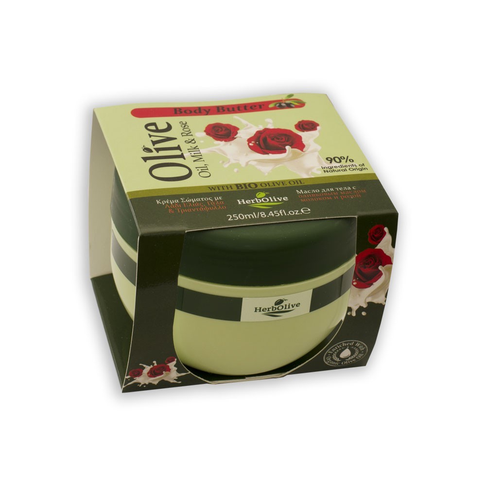 Herbolive Βούτυρο Σώματος Με Γάλα & Τριαντάφυλλο - 1