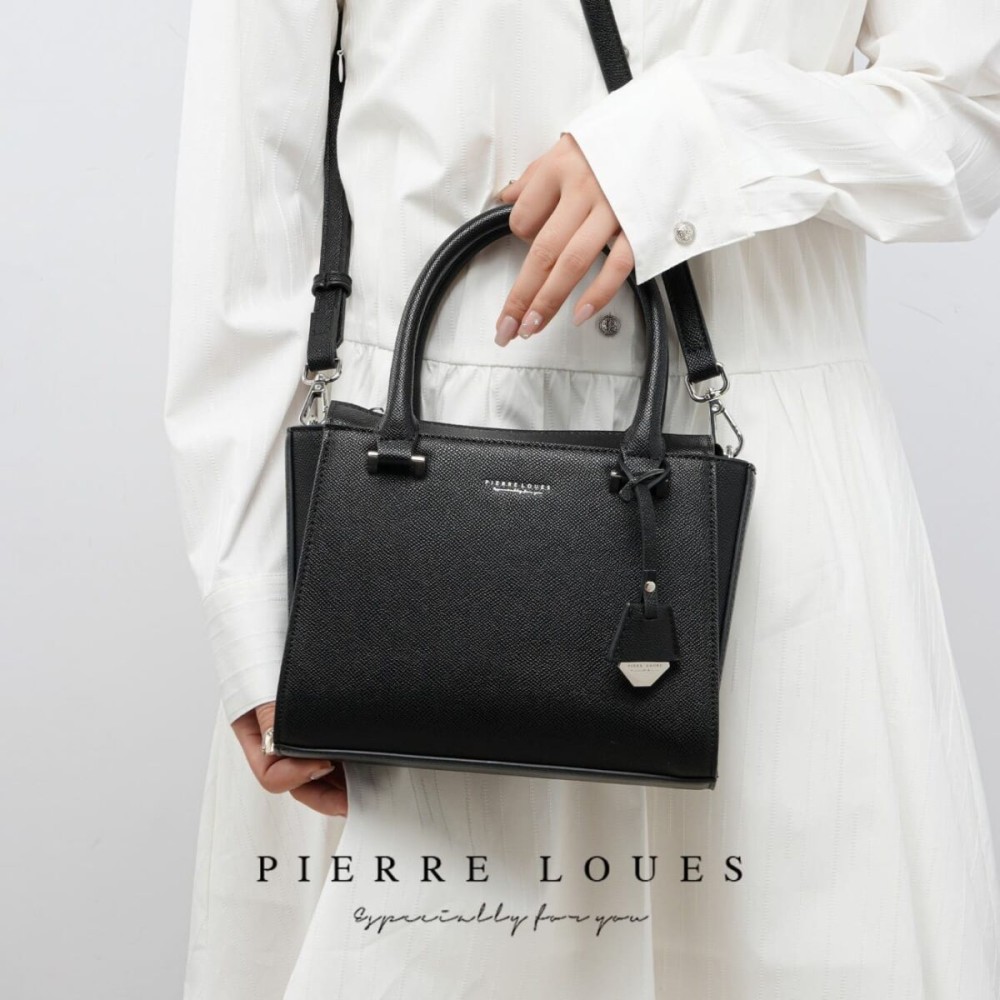 Γυναικεία Τσάντα Xειρός Χιαστί Pierre Loues Μαύρο Χρώμα - 3