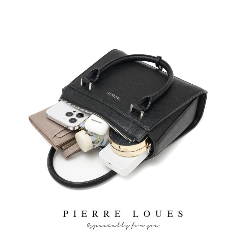 Γυναικεία Τσάντα Xειρός Χιαστί Pierre Loues Μαύρο Χρώμα - 11