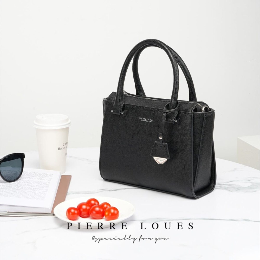 Γυναικεία Τσάντα Xειρός Χιαστί Pierre Loues Μαύρο Χρώμα - 5