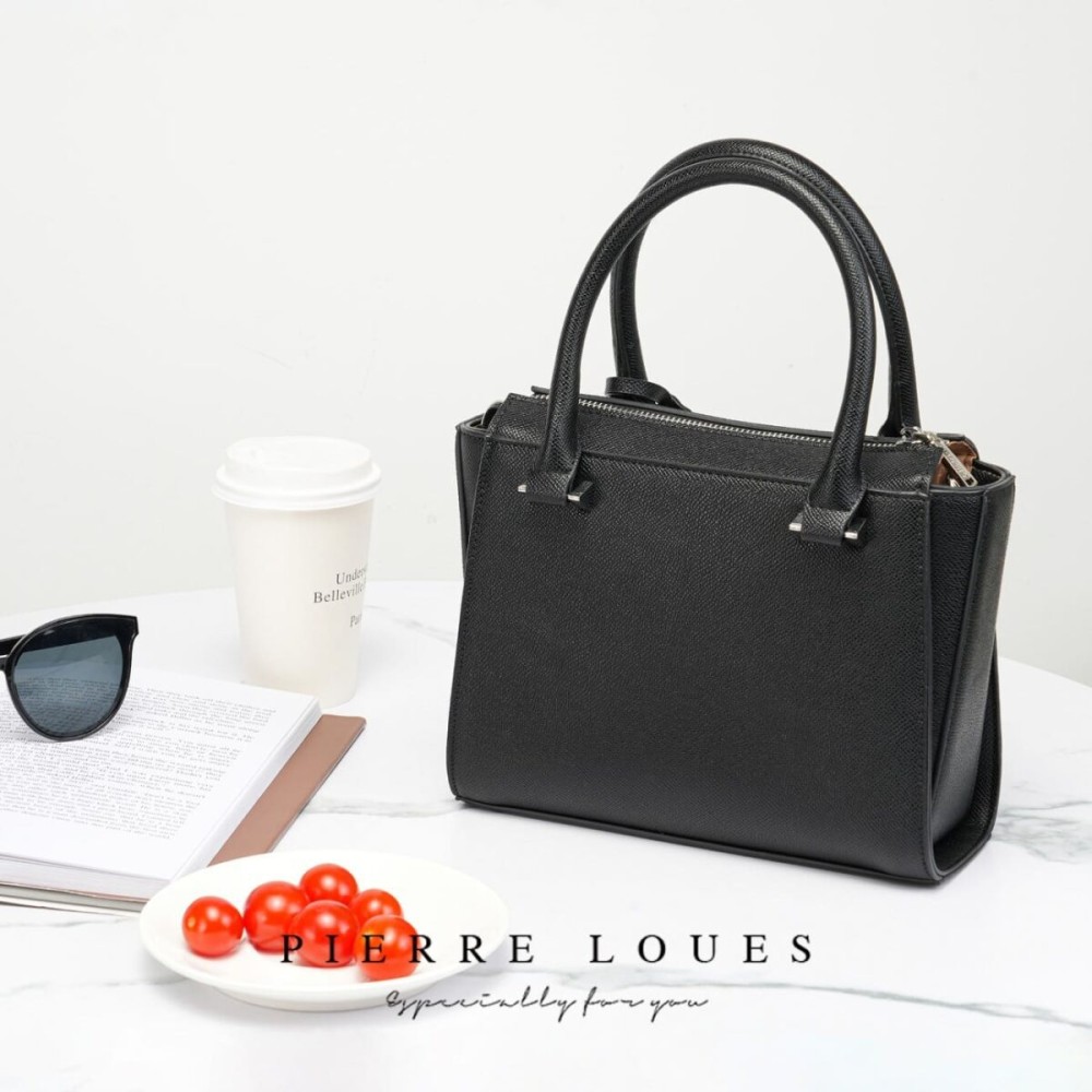 Γυναικεία Τσάντα Xειρός Χιαστί Pierre Loues Μαύρο Χρώμα - 6