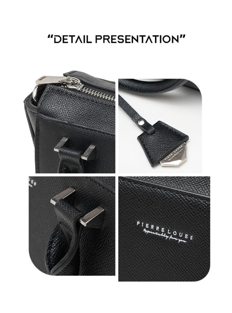 Γυναικεία Τσάντα Xειρός Χιαστί Pierre Loues Μαύρο Χρώμα - 13