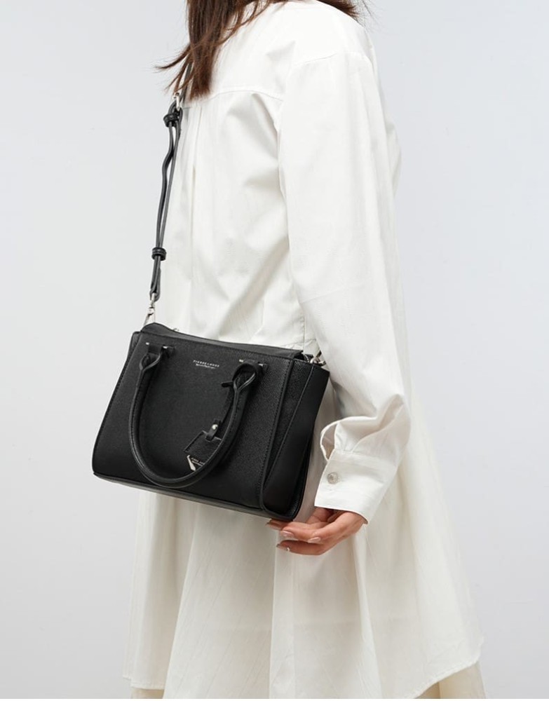 Γυναικεία Τσάντα Xειρός Χιαστί Pierre Loues Μαύρο Χρώμα - 4