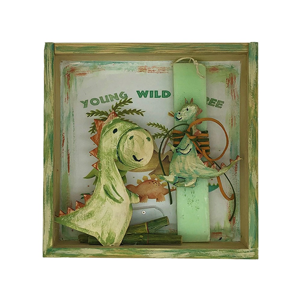 Easter Candle Dinosaur Set With A Illuminated Frame