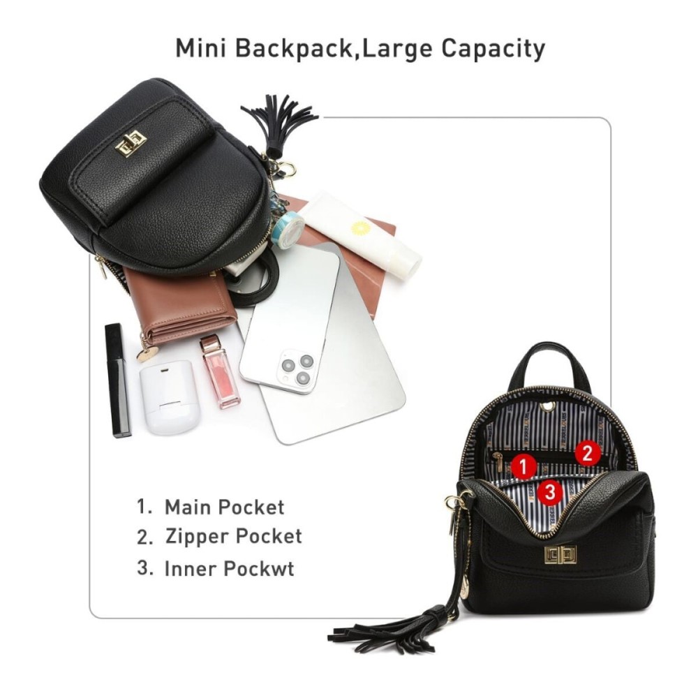 Pierre Loues Womens Bag Backpack Black Colour - 4