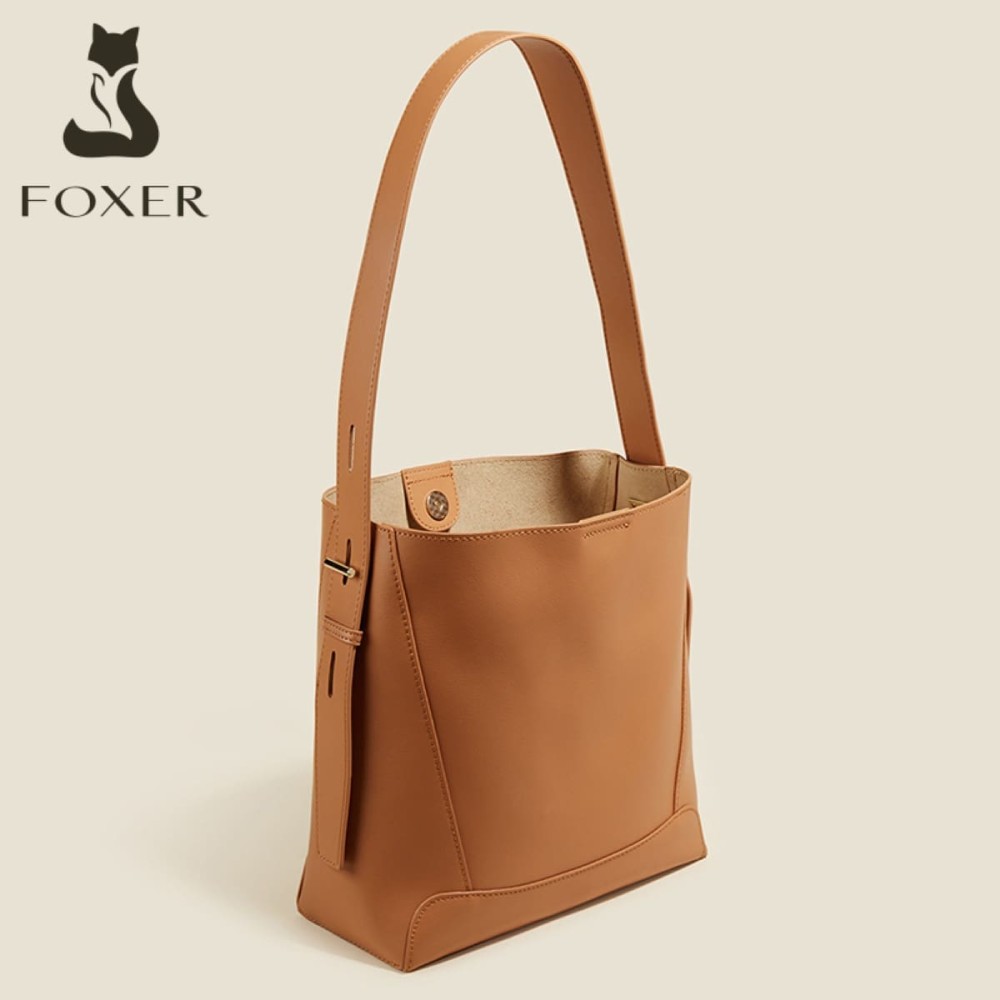 Foxer Leather Womens Bag Shopper Shoulder Brown Colour - 3