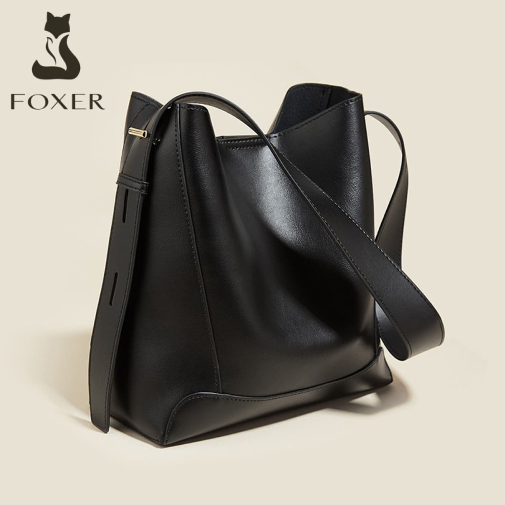Foxer Leather Womens Bag Shopper Shoulder Black Colour - 2