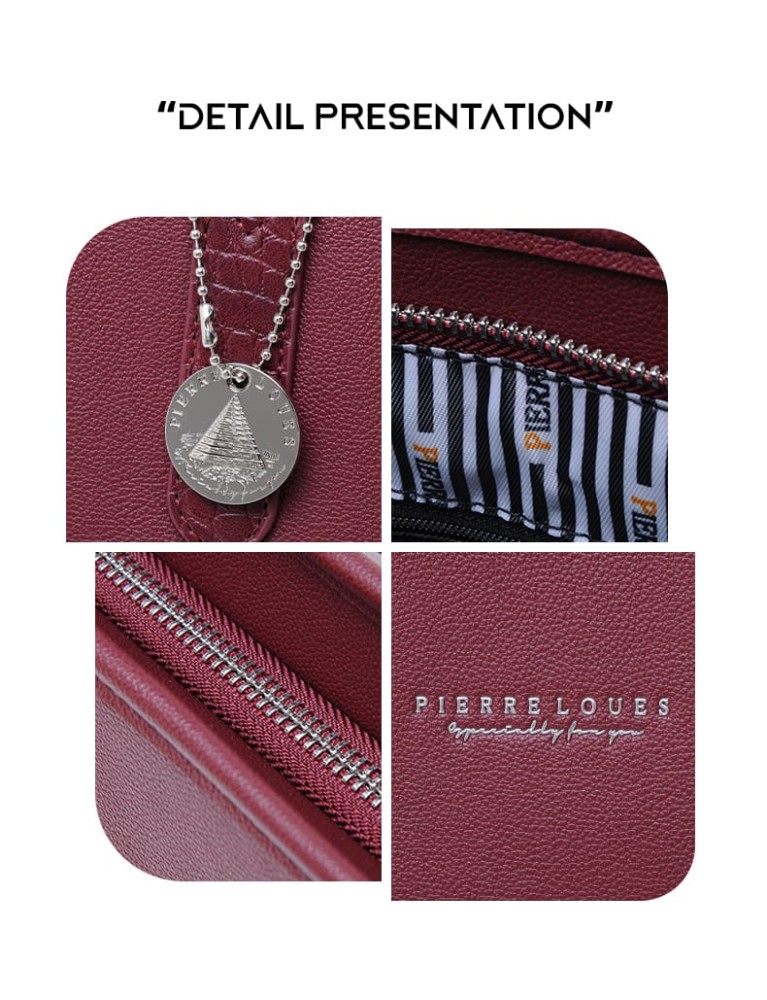 Γυναικεία Τσάντα Ώμου Shopper Pierre Loues Μπορντό Χρώμα - 9