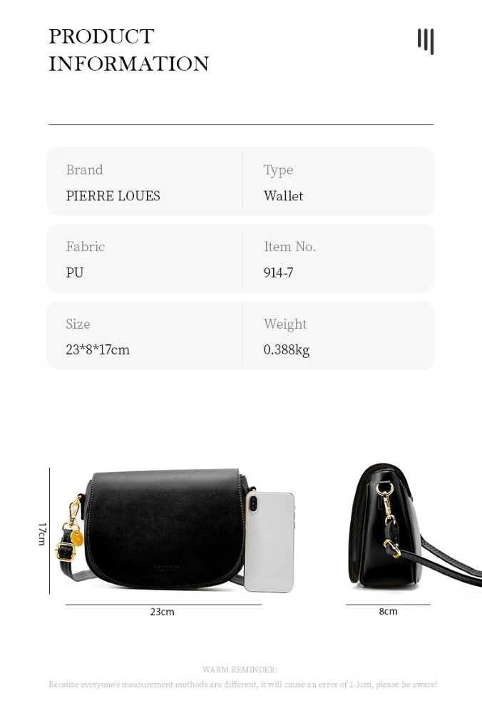 Pierre Loues Womens Bag Crossbody Black Colour - 5