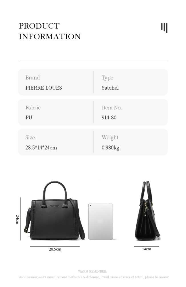 Pierre Loues Womens Bag Tote Handbag Black Colour - 6