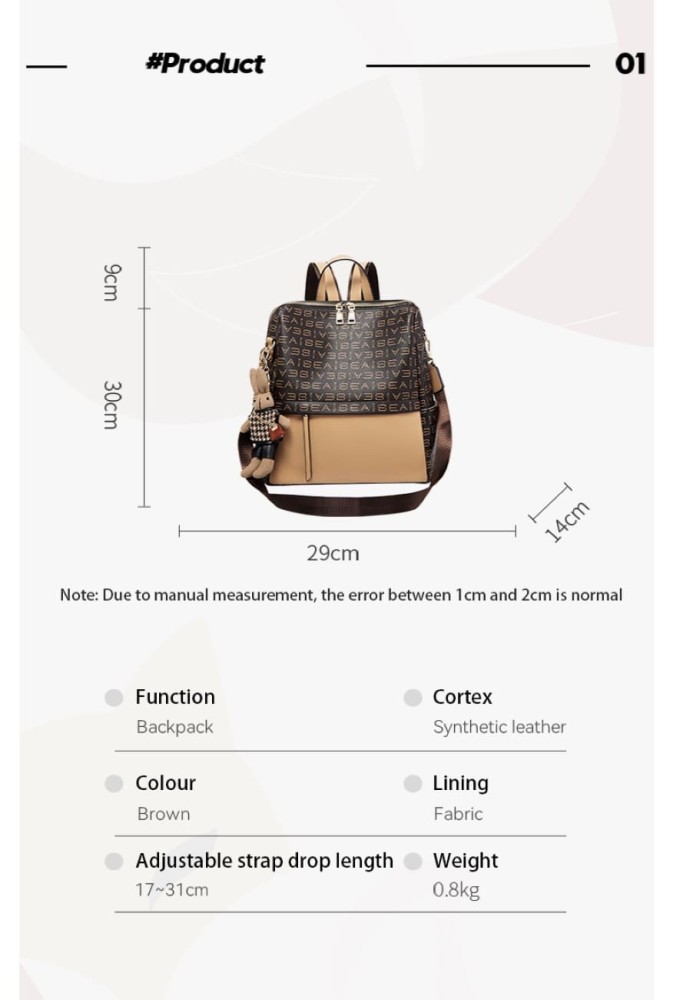 Foxer Leather Womens Bag Backpack Brown Colour - 11