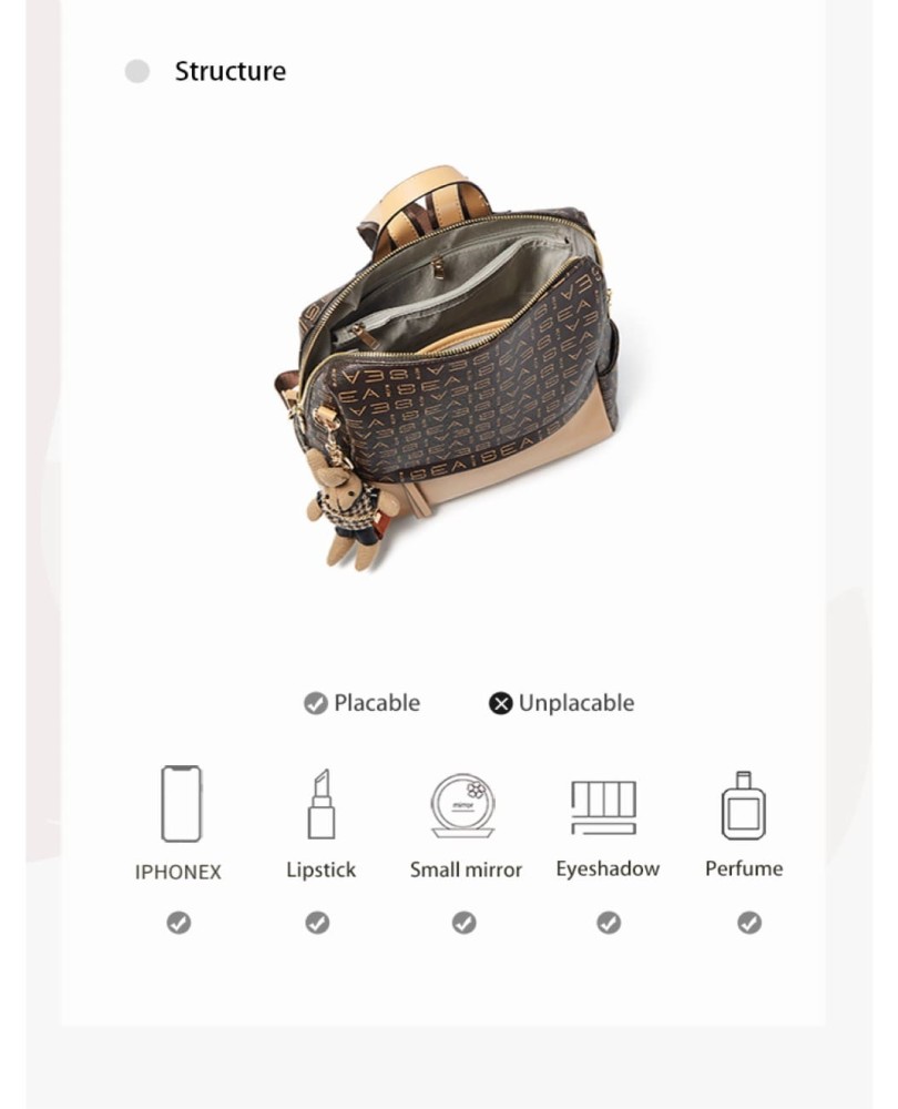 Foxer Leather Womens Bag Backpack Brown Colour - 12