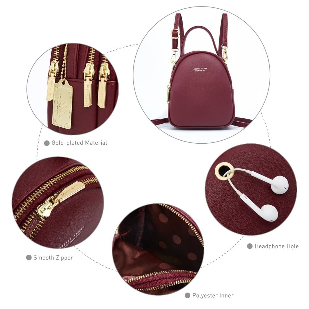 Pierre Loues Womens Bag Backpack Burgundy Colour - 6