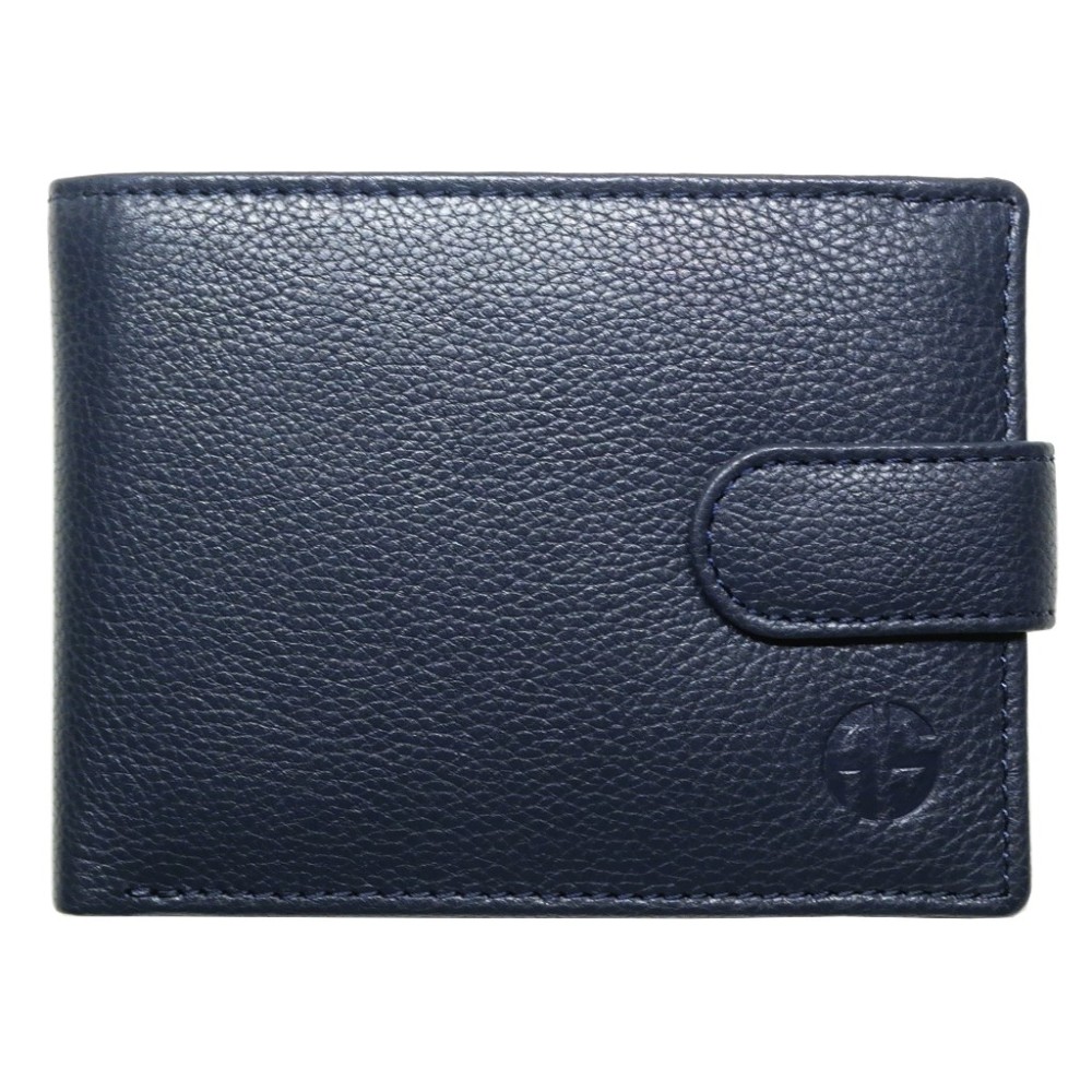 Alpha Status Leather Mens Wallet with RFID Navy Blue Colour - 1