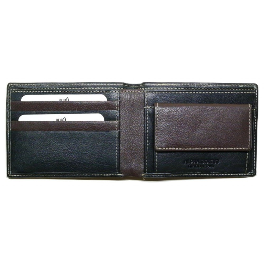 Alpha Status Leather Mens Wallet with RFID Black Colour - 3