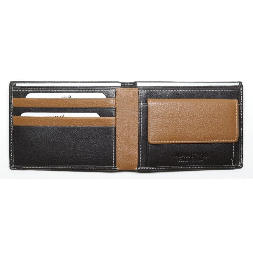 Alpha Status Leather Mens Wallet with RFID Brown Colour - 2