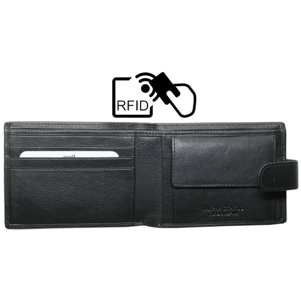Alpha Status Leather Mens Wallet with RFID Black Colour - 4