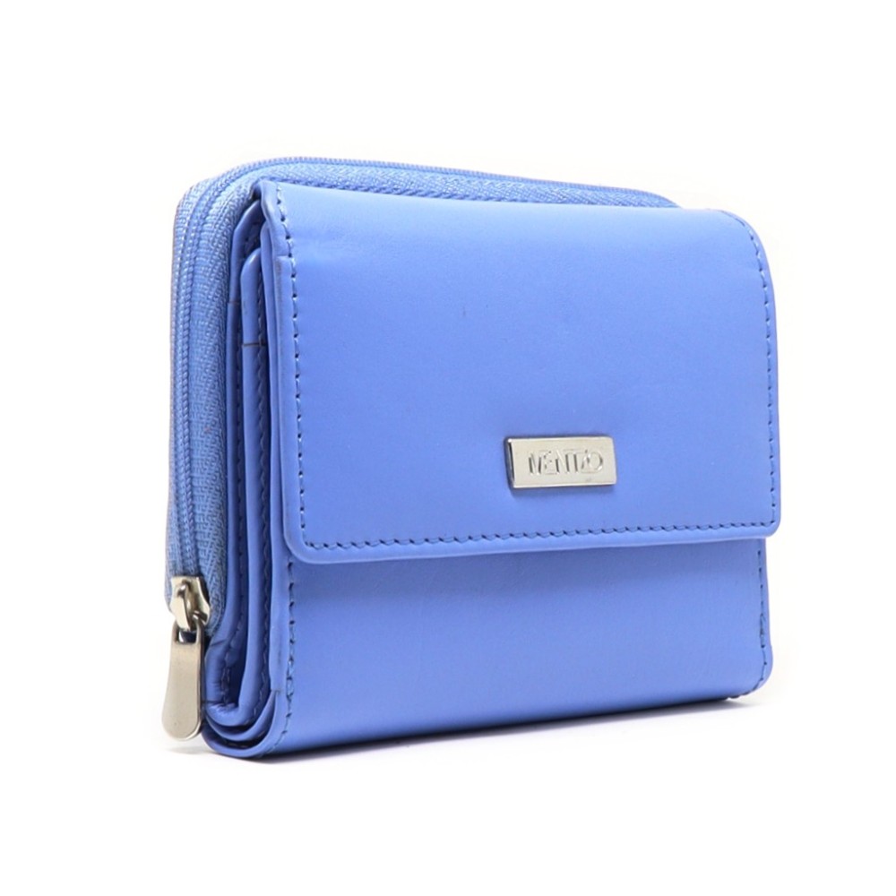 Mentzo Small Leather Womens Wallet with RFID Blue Colour - 2