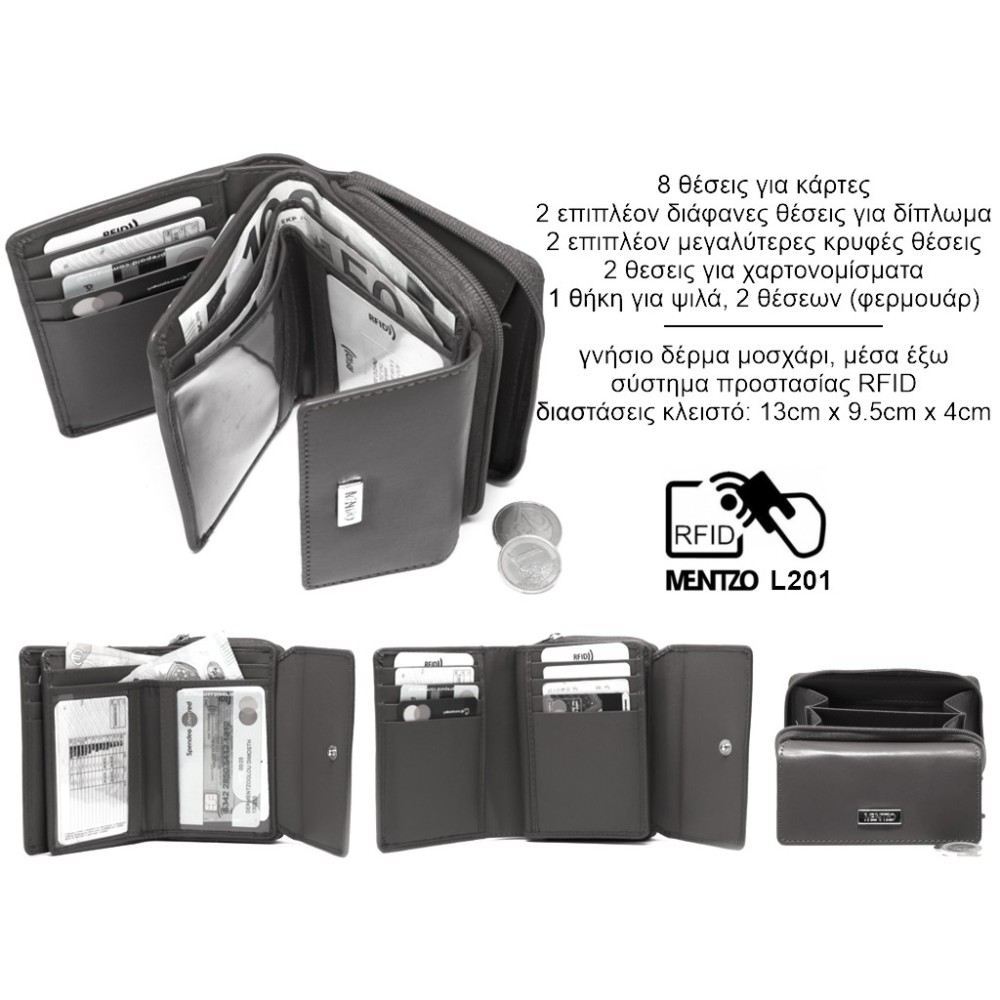 Mentzo Small Leather Womens Wallet with RFID Brown Colour - 4