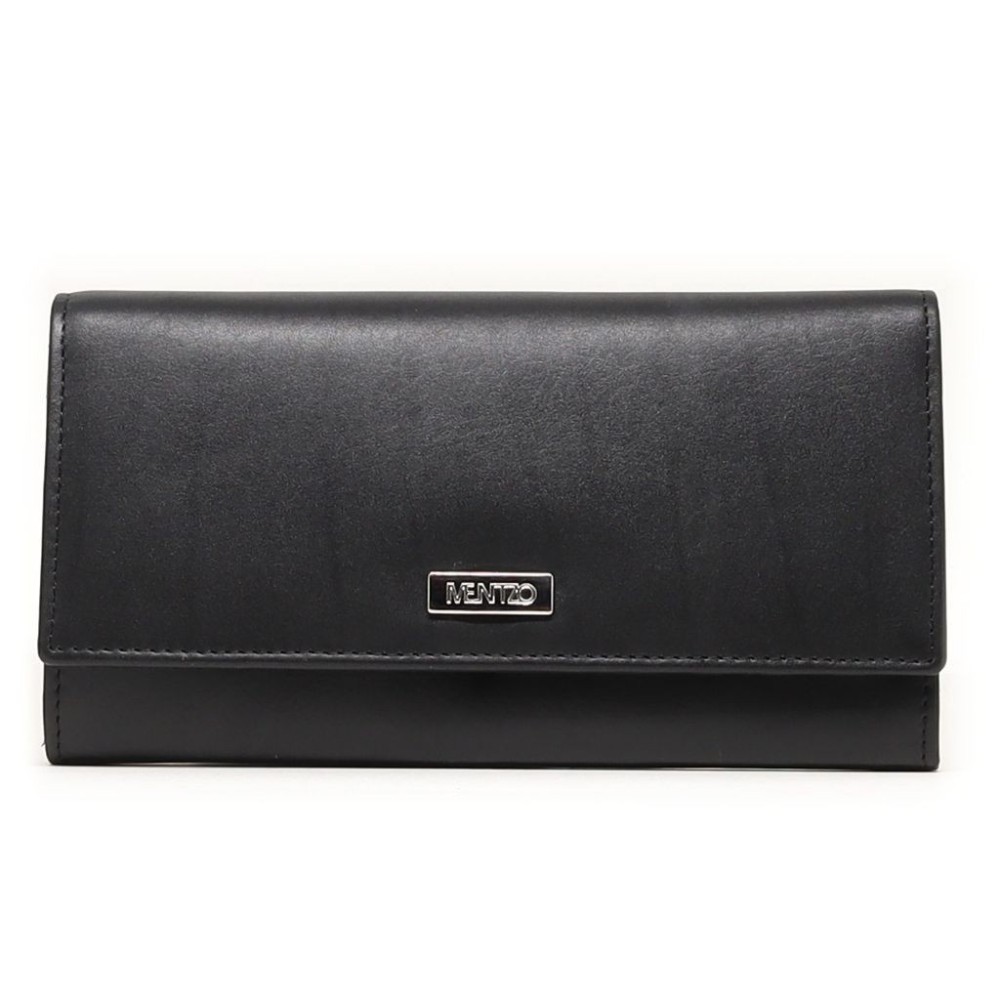 Mentzo Large Leather Womens Wallet with RFID Black Colour - 1