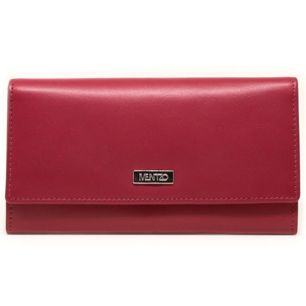 Mentzo Large Leather Womens Wallet with RFID Burgundy Colour - 1