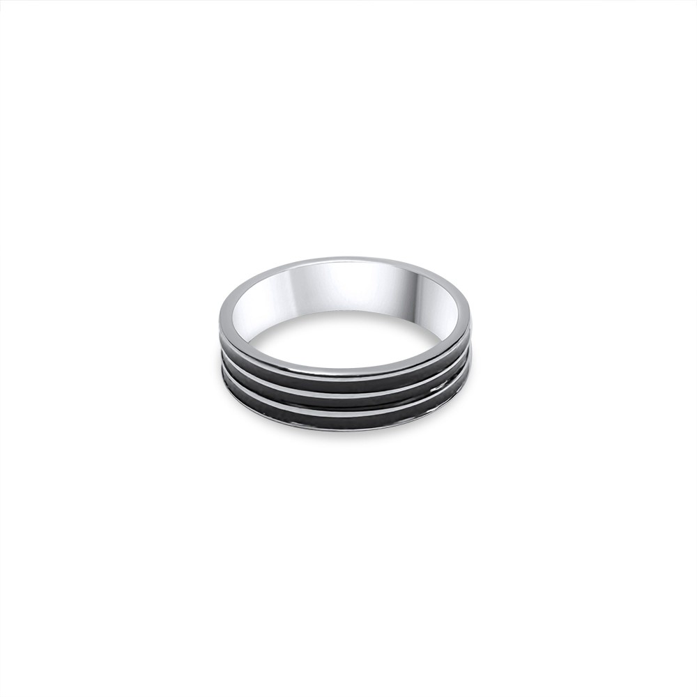 Steel Ring With Black Segments - 1