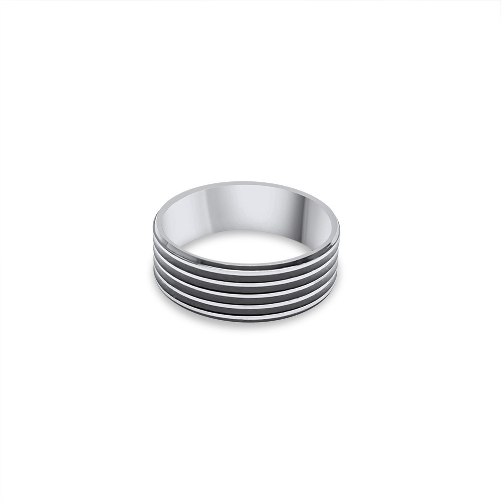 Steel Ring With Black Segments - 1