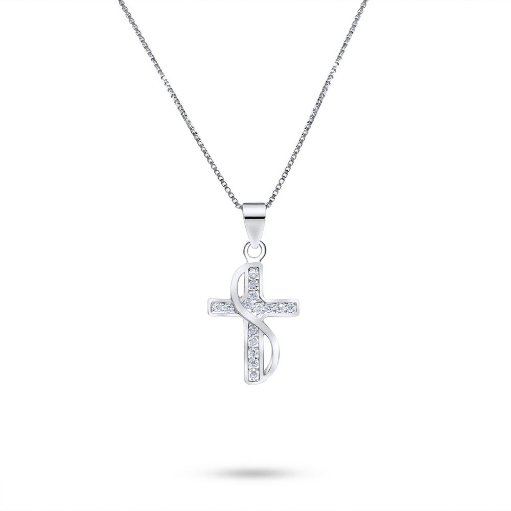 Cross Necklace With Zircon Stones - 1