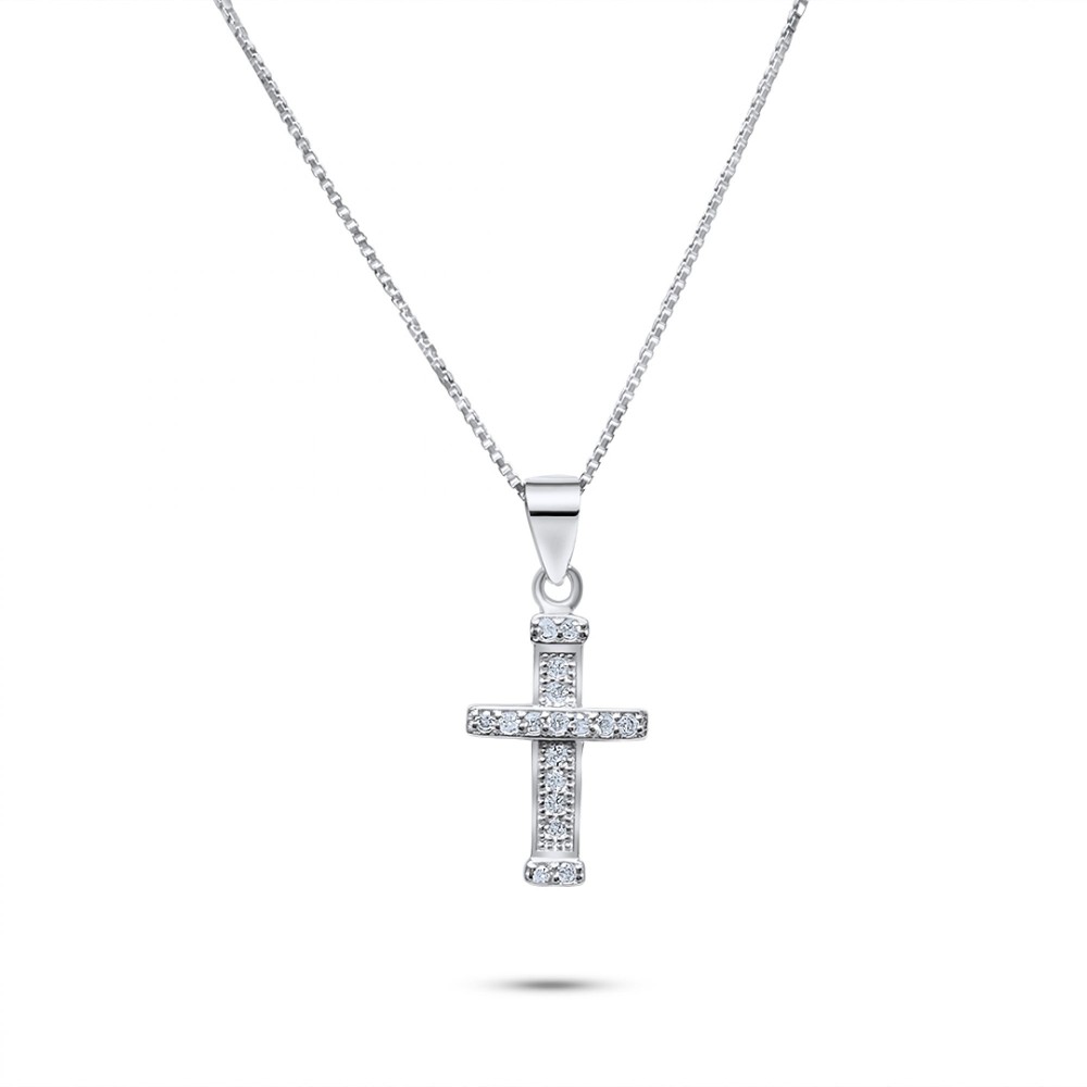 Cross Necklace With Zircon Stones - 1