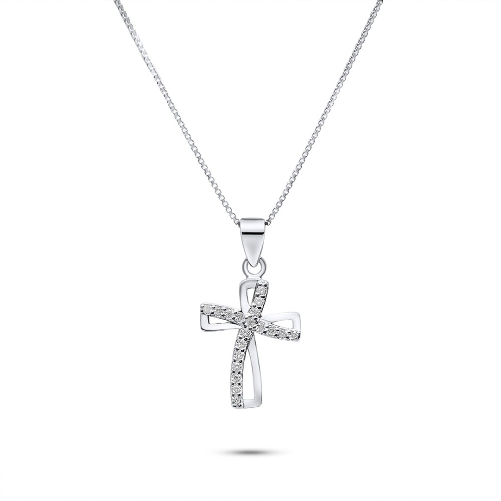 Cross Necklace With Zircon Stones - 1