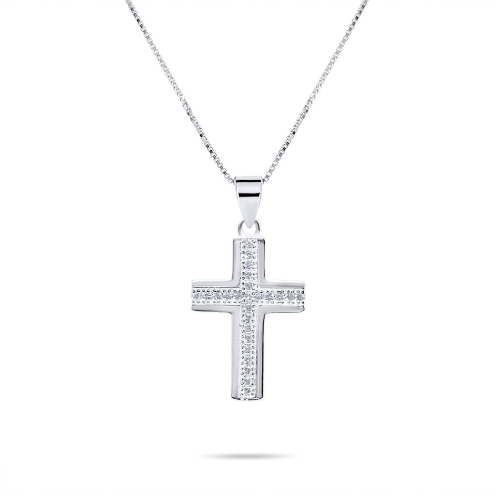 Cross Necklace With Zircon Stones - 1